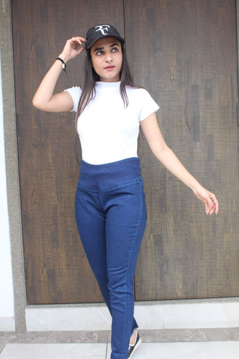 blue cotton lycra jeans with pocket