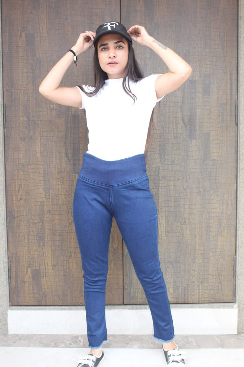 blue cotton lycra jeans with pocket