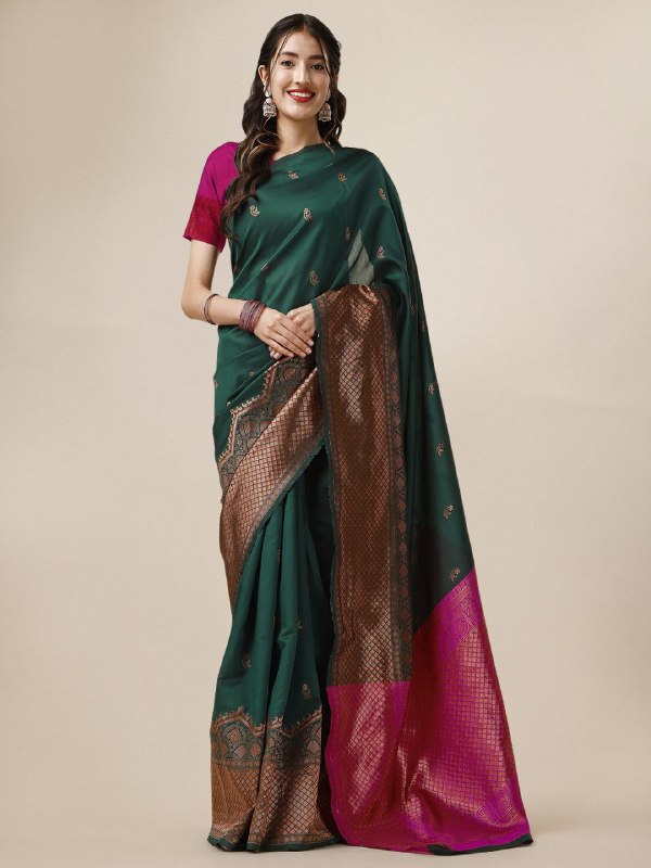 Silk sarees with kundan work