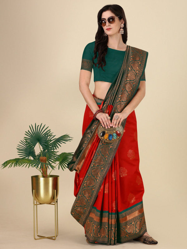 Women's latest cotton silk saree with blouse piece