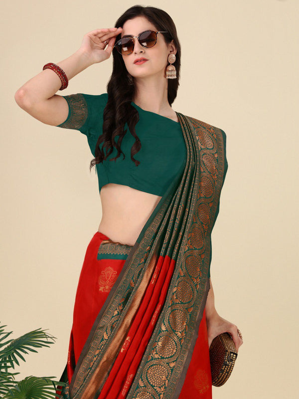 Women's latest cotton silk saree with blouse piece