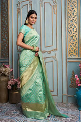 women's latest cotton silk saree with blouse piece
