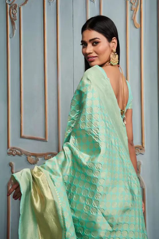 women's latest cotton silk saree with blouse piece
