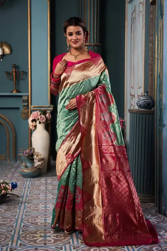 Women's cotton silk saree with blouse piece