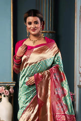 Women's cotton silk saree with blouse piece