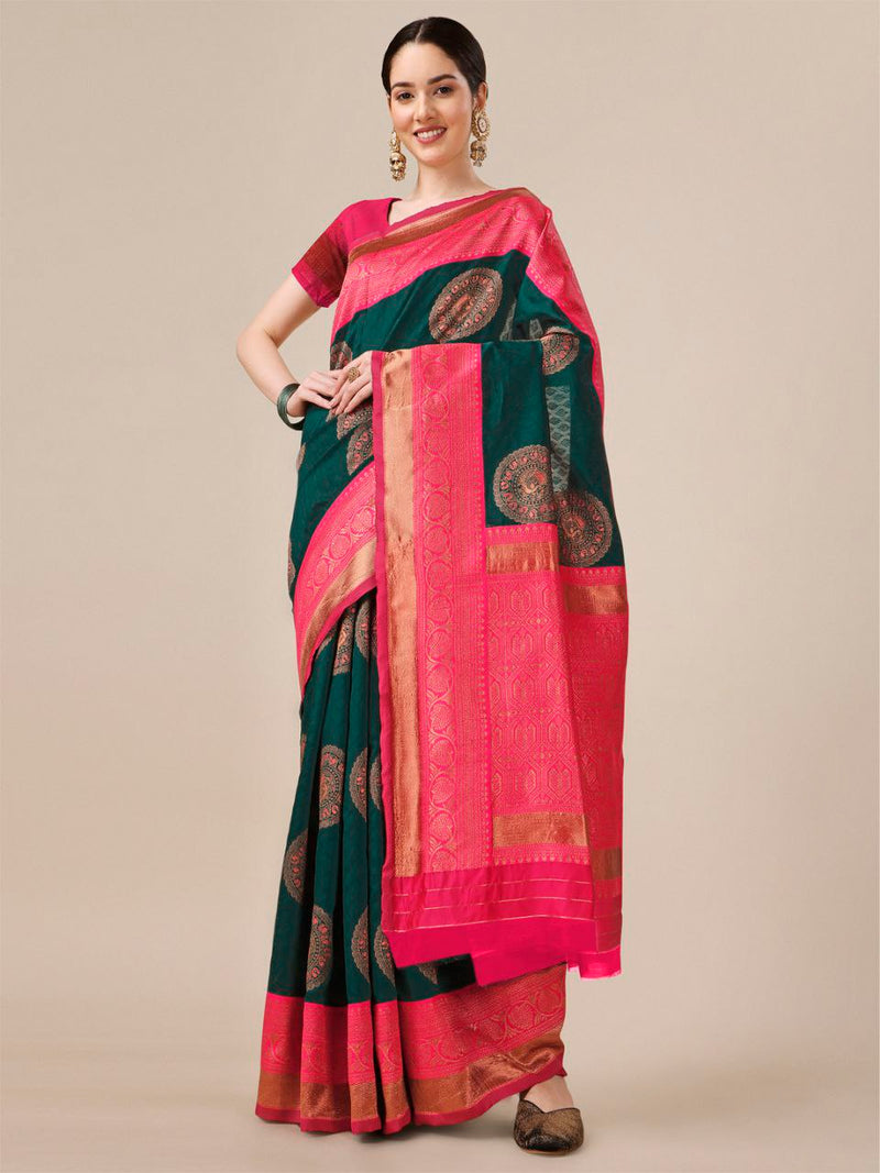 Saree with contrast blouse