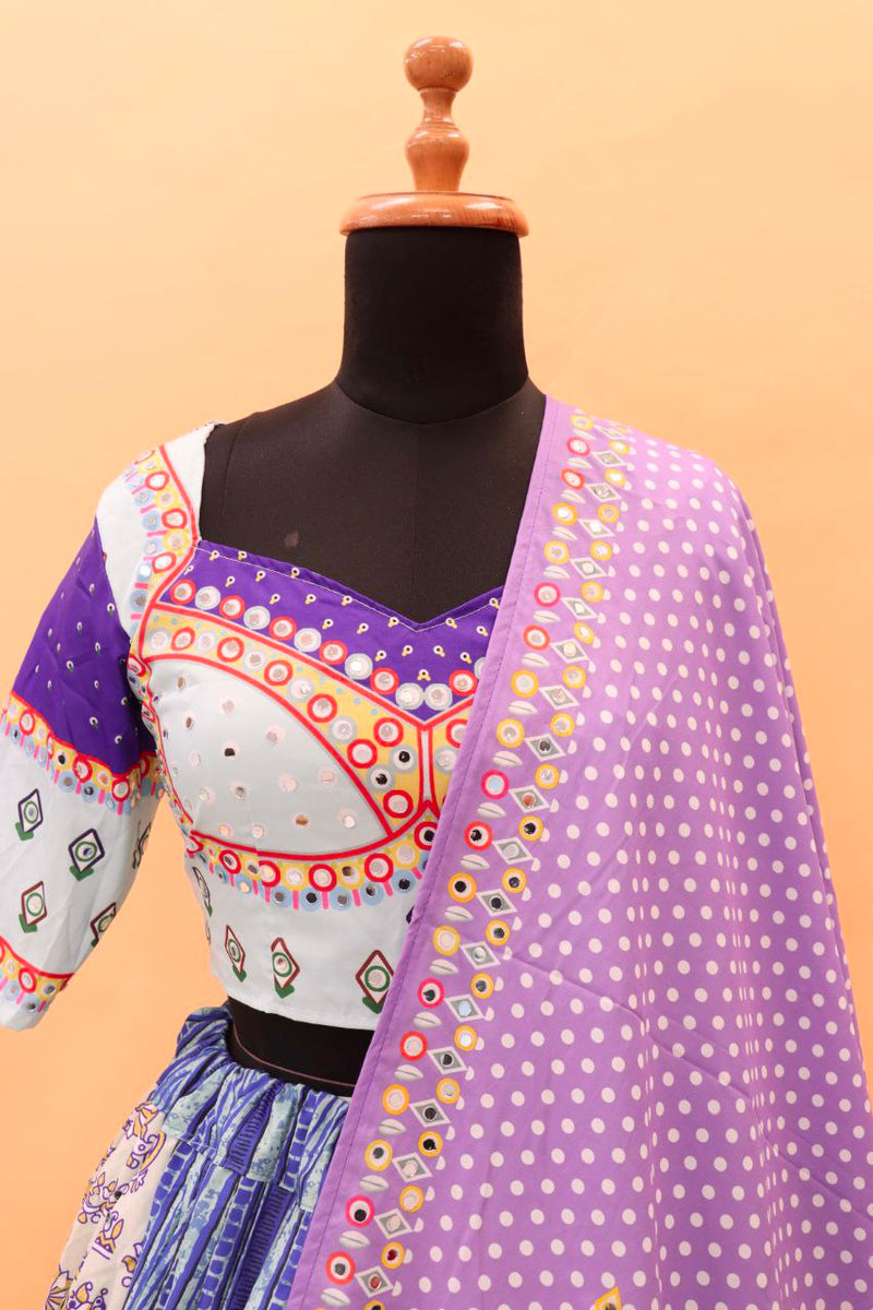 Designer Silk Mirror Work Lehenga Choli With Dupatta