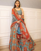 Designer Silk Mirror Work Lehenga Choli With Dupatta