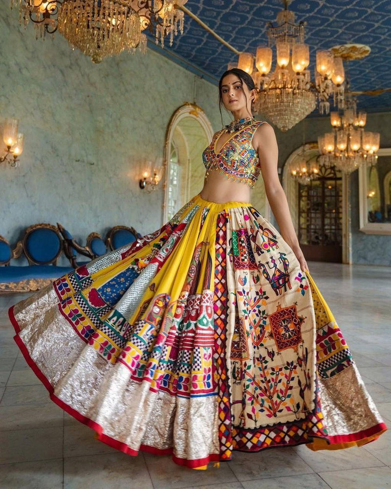 Multicolor Designer Silk Mirror Work Lehenga Choli