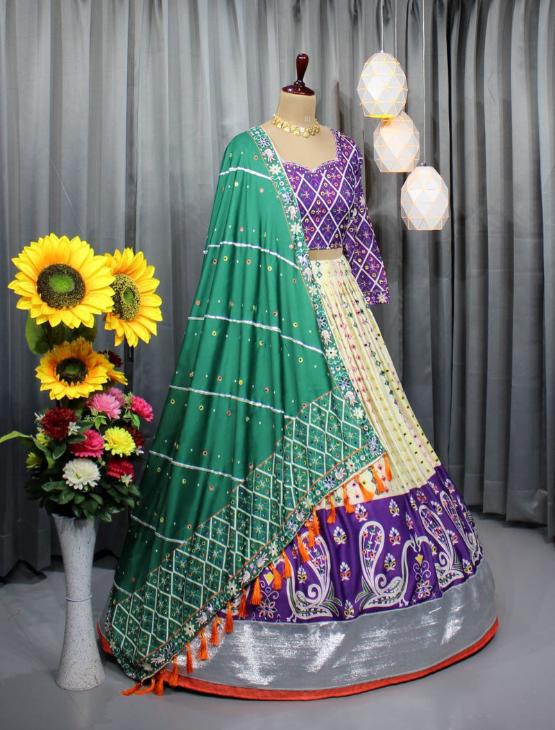 Green Digital Printed Designer Navratri Special Lehenga Choli