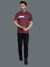 Maroon Cotton Lycra Regular Fit Half Sleeves T-Shirt For Men's