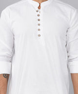 White Lycra Regular Fit Full Sleeves Kurta For Men's