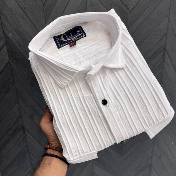 White Cotton Half Sleeves Shirts For Men's