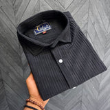 Black Cotton Half Sleeves Shirts For Men's