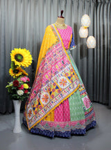 Multicolor Heavy Flair Soft Silk Designer Lehenga  Choli For Women