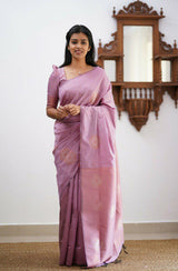 Pink Saree with contrast blouse