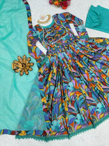 Heavy Chinon Silk  Gown With Digital Print