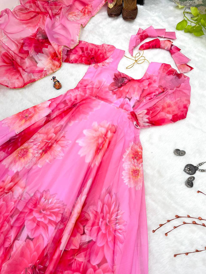 pink evening gown