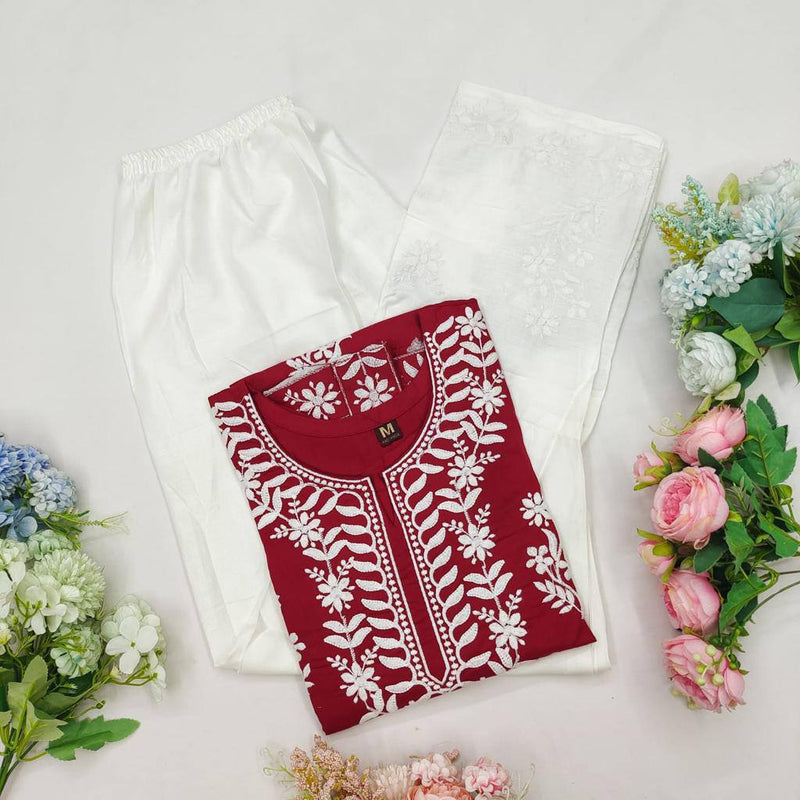 Latest Designer Heavy Rayon Embroidery Work Kurti For Girls