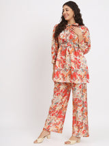Multicolor printed top And plazzo co -ord set