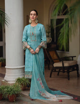 blue designer embroidery work casual wear  kurta set