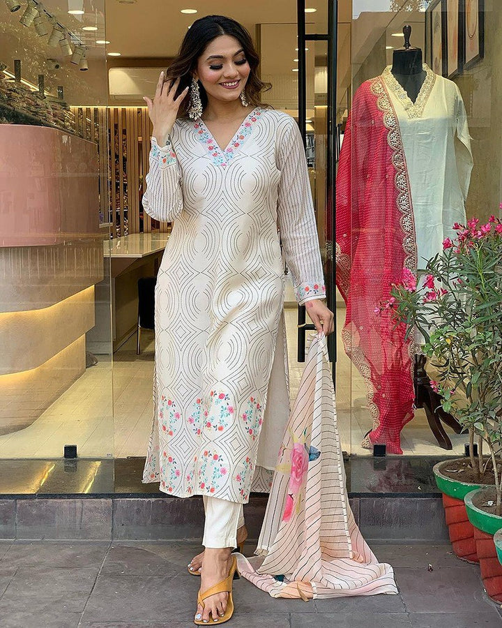 white Designer kurta set