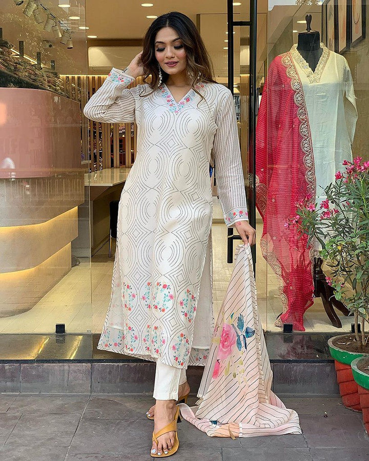 white Kurti and palazzo set