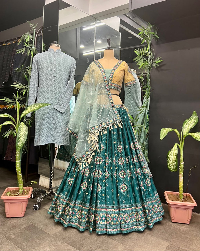 Aqua Green With attractive Dupatta