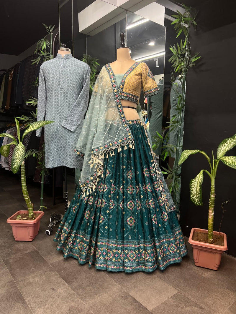 Aqua Green With attractive Dupatta