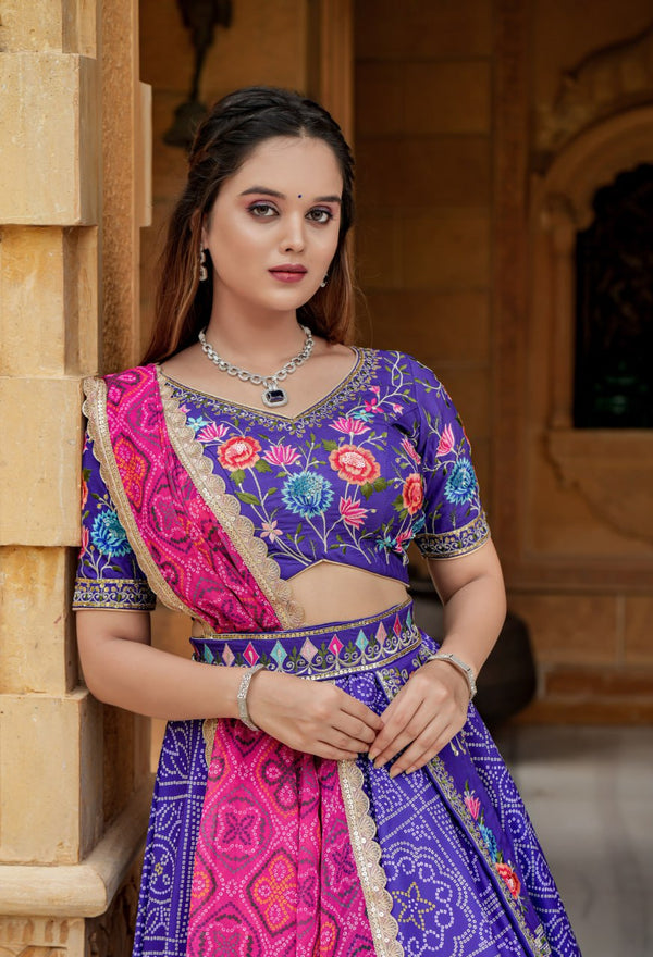 Purple Heavy Bridal Lehenga Choli With Dupatta And Blouse