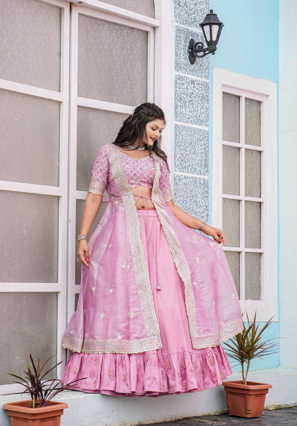 Heavy Designer Joya Silk Embroidery Zari Work Lehenga Choli With Attractive Blouse Piece