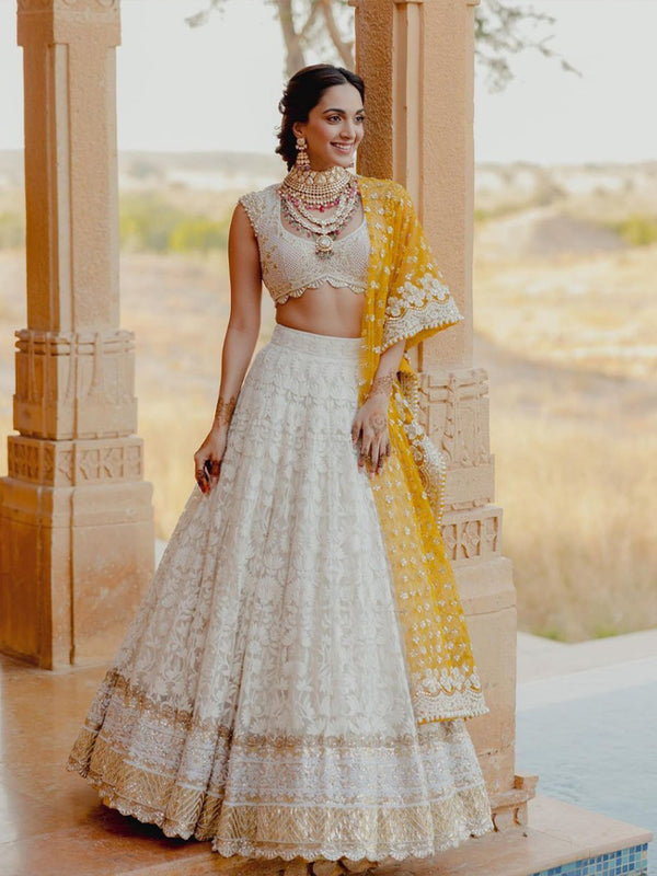 kiara advani in heavy foux georgette wedding lehenga choli.