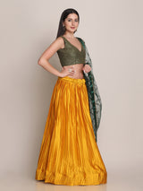 Yellow Shartin Silf Net Designer Lehenga Choli For Girls