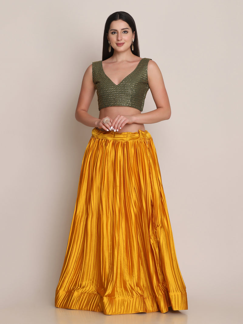 Yellow Shartin Silf Net Designer Lehenga Choli For Girls