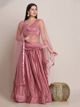 light pink satin silk latest designer lehenga choli for girls