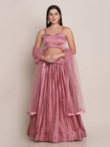 light pink satin silk latest designer lehenga choli for girls