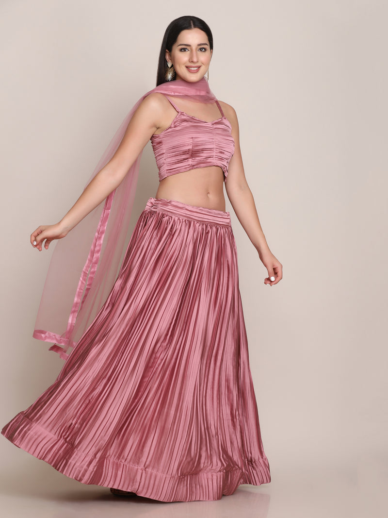 light pink satin silk latest designer lehenga choli for girls