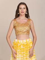 Yellow Floral Print Designer Lehenga Choli For Girls