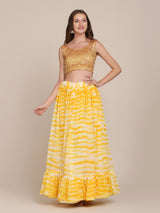 Yellow Floral Print Designer Lehenga Choli For Girls