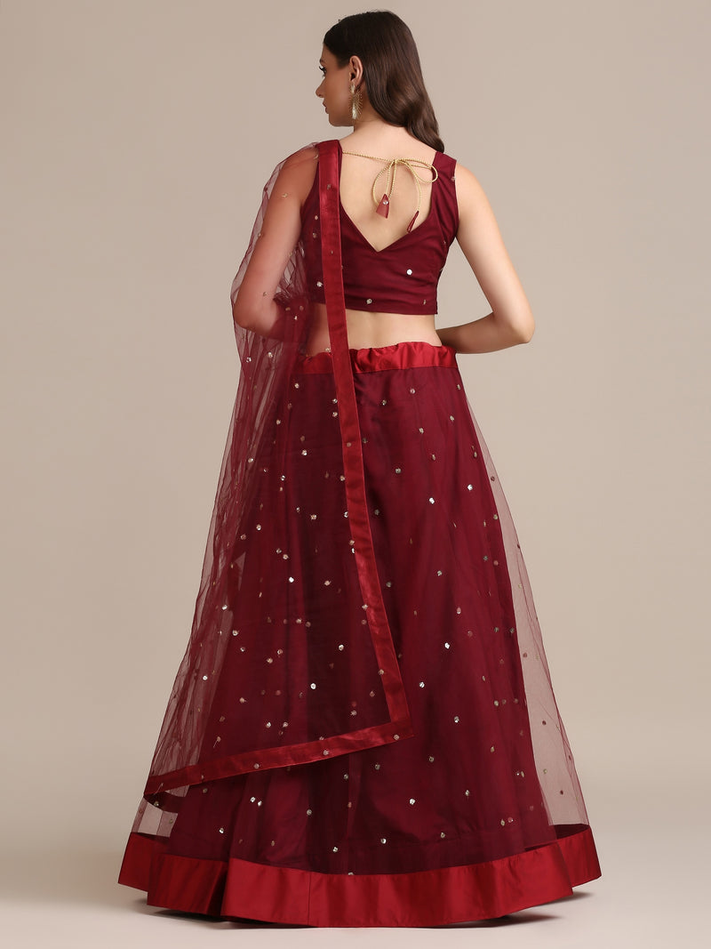 maroon net thread work latest designer lehenga choli for women