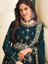 New designer blue latest heavy embroidery and sequence work sharara palzo