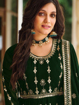 green heavy embroidery and sequence work sharara palzo