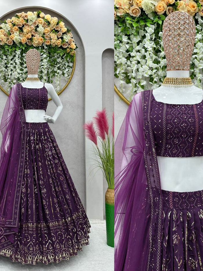 purple heavy organza silk  lehenga choli for women
