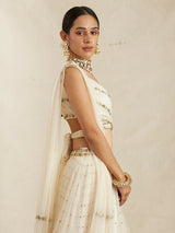 White Georgette Sequence Work Lehenga Choli With Dupatta