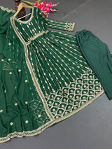 green heavy embroidery and sequence work sharara palzo