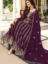wine heavy embroidery and sequence work sharara palzo