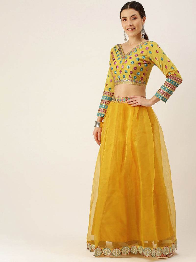 Yellow Georgette Designer Lehenga Choli For Women