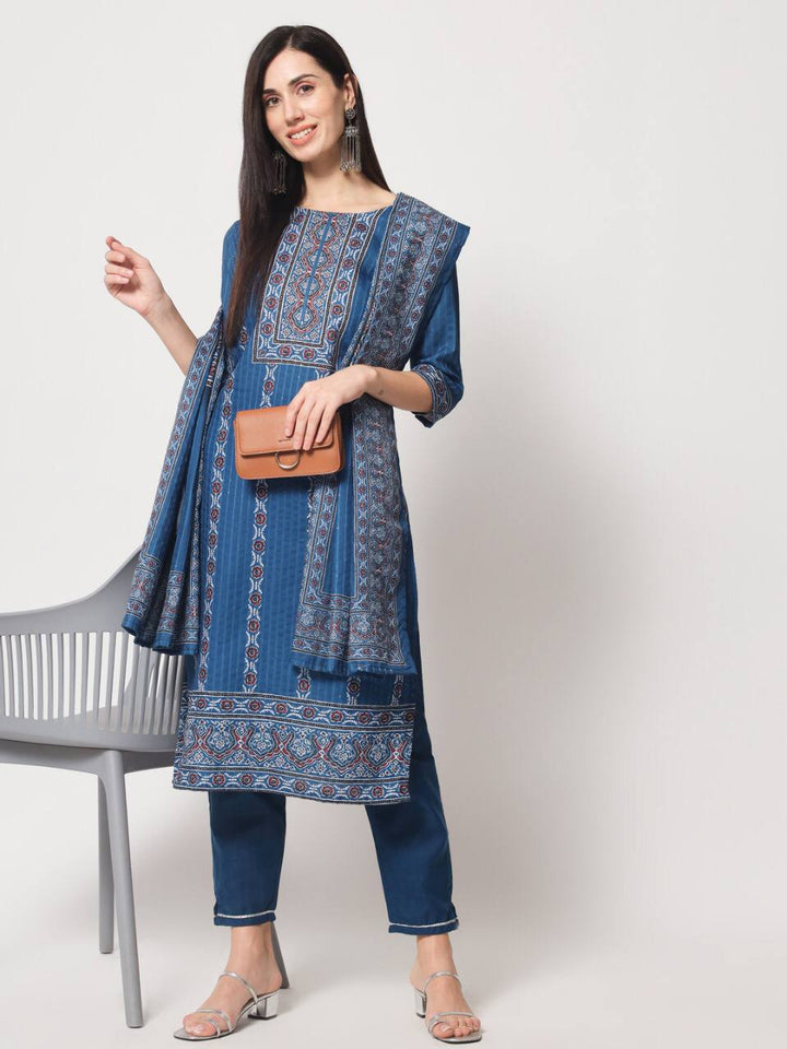 blue Kurti with skirt set