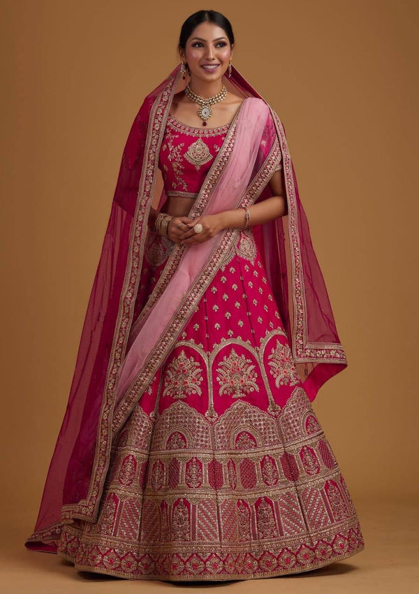 pink designer  embroidery work lehenga choli for women's