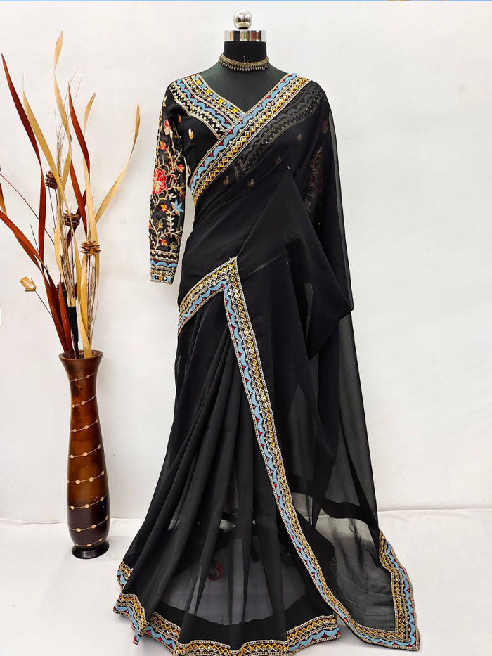 embroidery saree